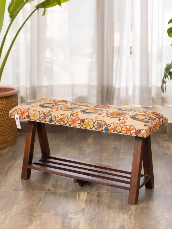 Ziya Solid Wood Bench With Upholstery